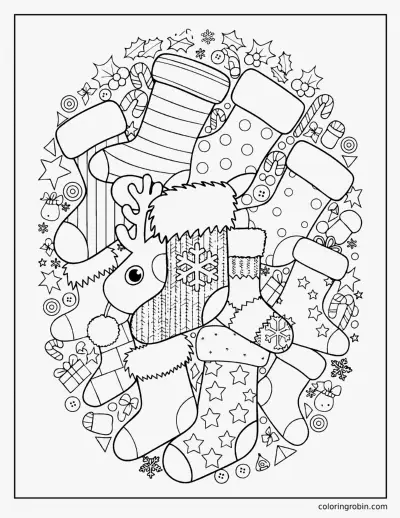 Christmas Stocking Doodle Page coloring page