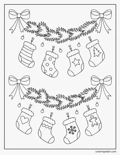 Christmas Stocking Garland coloring page