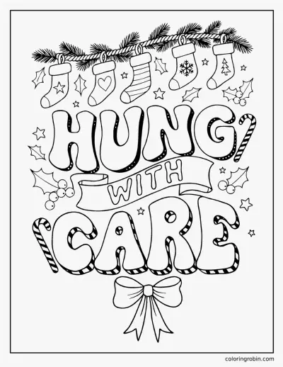 Hung with Care Lettering coloring page