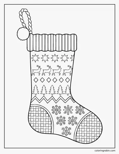 Nordic Knitted Stocking coloring page