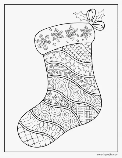 Zentangle Christmas Stocking coloring page