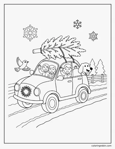 Bringing the Tree Home coloring page
