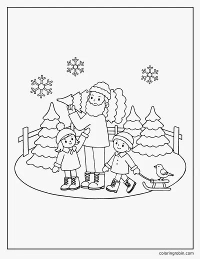 Choosing a Tree at the Farm coloring page