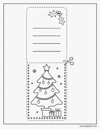 Christmas Tree Card to Fold coloring page