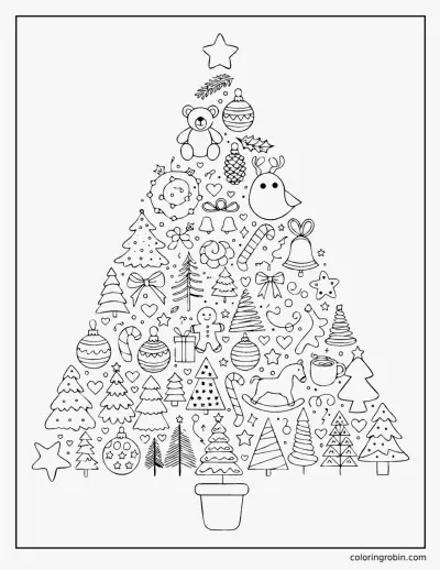 Christmas Tree Doodle Page coloring page