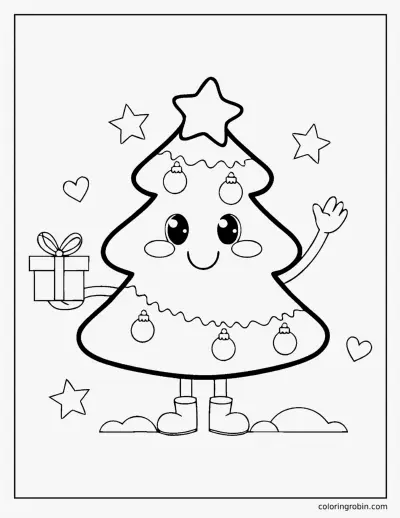 Happy Christmas Tree coloring page