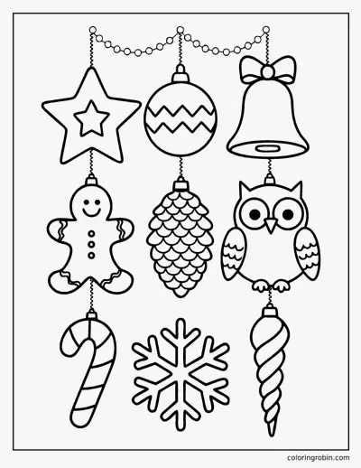 Ornaments for the Tree coloring page