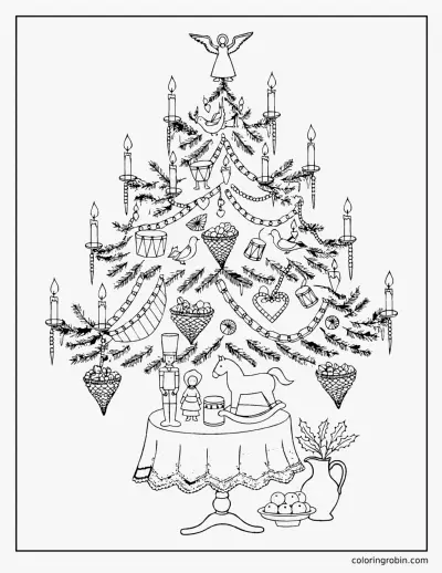 Victorian Christmas Tree coloring page
