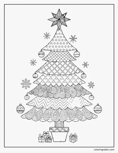Zentangle Christmas Tree coloring page