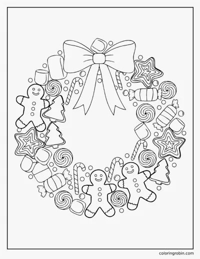 Cookie and Candy Wreath coloring page