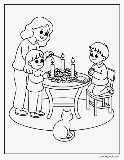 Lighting the Advent Wreath coloring page