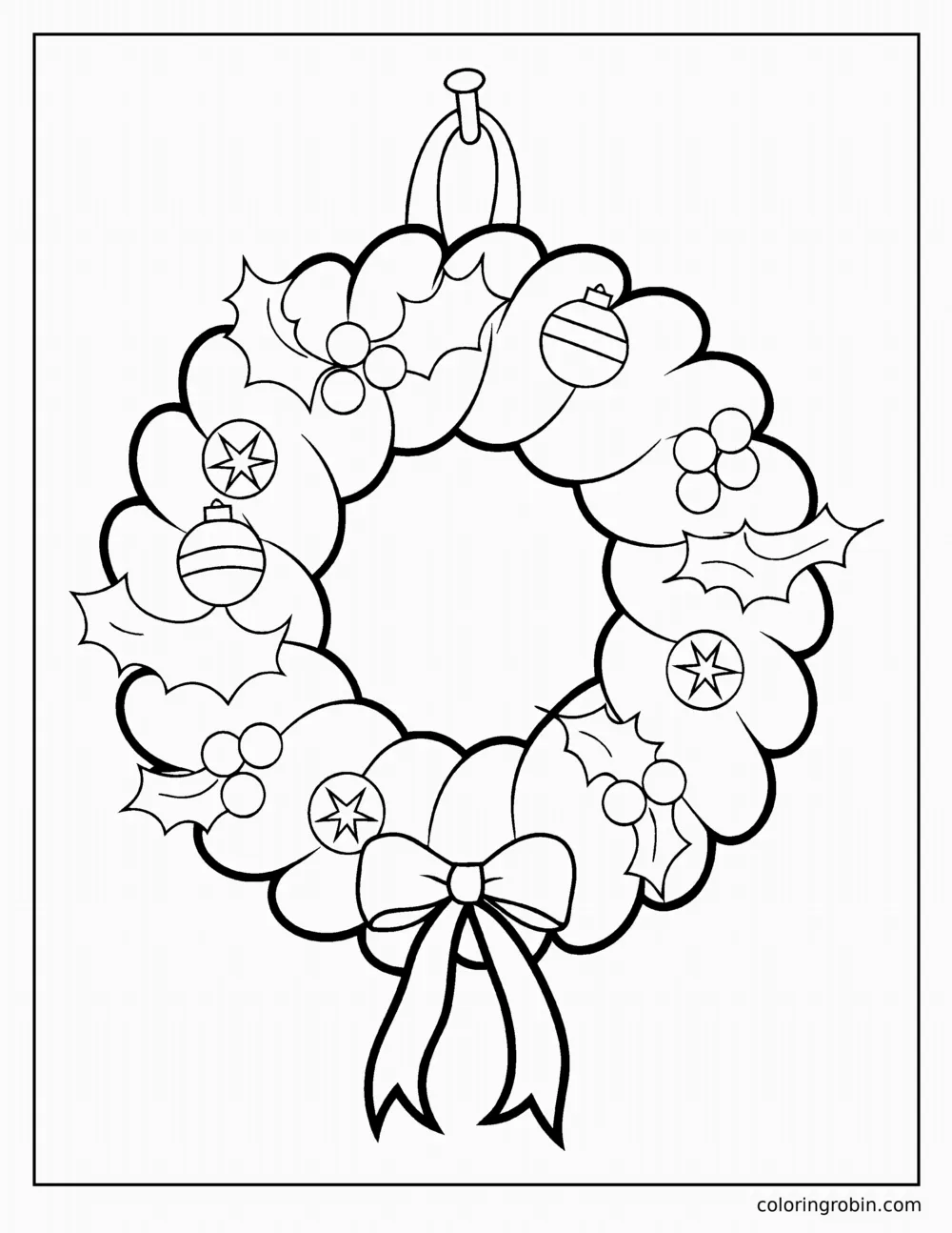 Simple Christmas Wreath coloring page