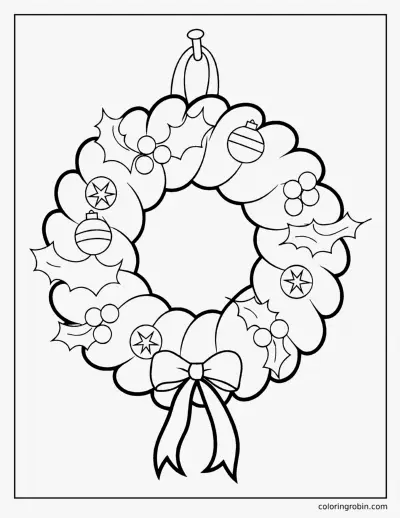Simple Christmas Wreath coloring page