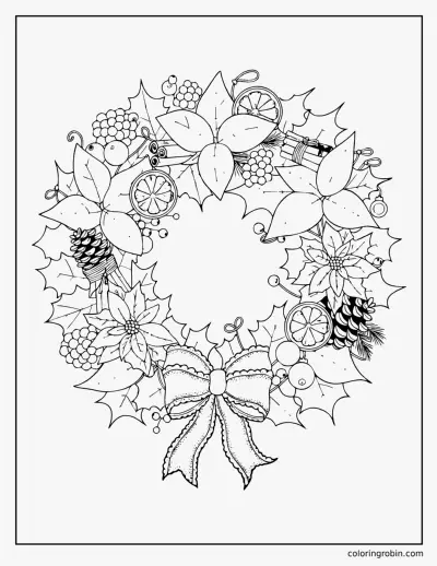 Victorian Christmas Wreath coloring page