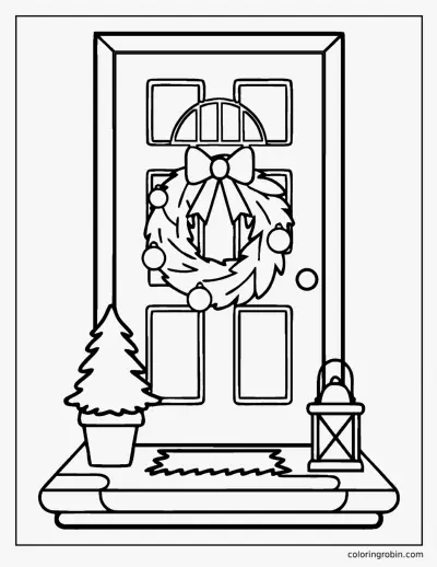 Wreath on the Front Door coloring page