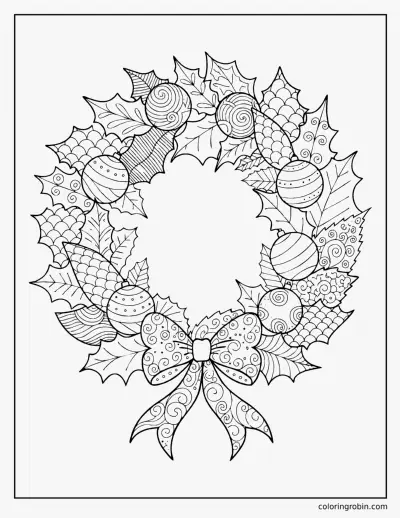 Zentangle Christmas Wreath coloring page