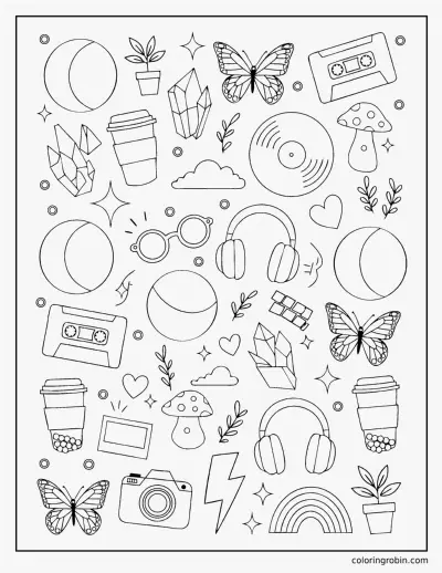 Aesthetic Doodle Page coloring page