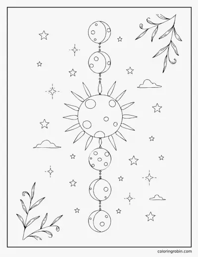 Moon Phases coloring page