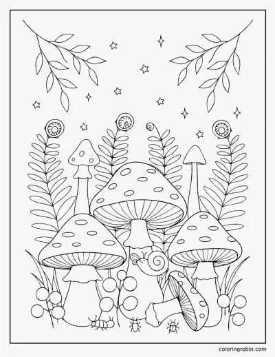 Mushroom Woodland coloring page