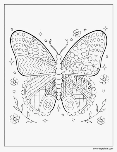 Zentangle Butterfly coloring page