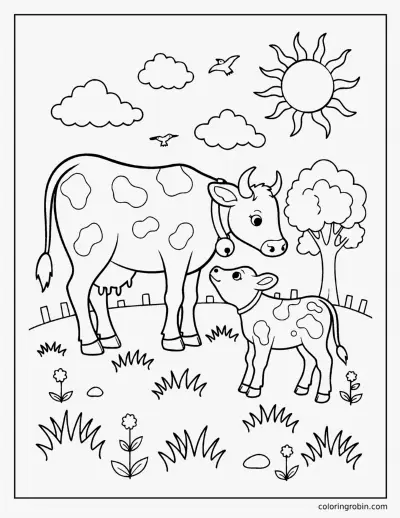 Cow and Calf coloring page