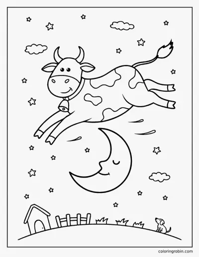 Cow Jumped over the Moon coloring page