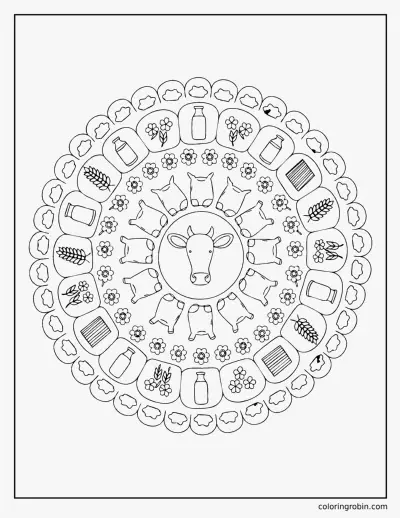 Cow Mandala coloring page
