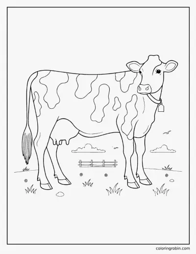 Realistic Holstein Cow coloring page