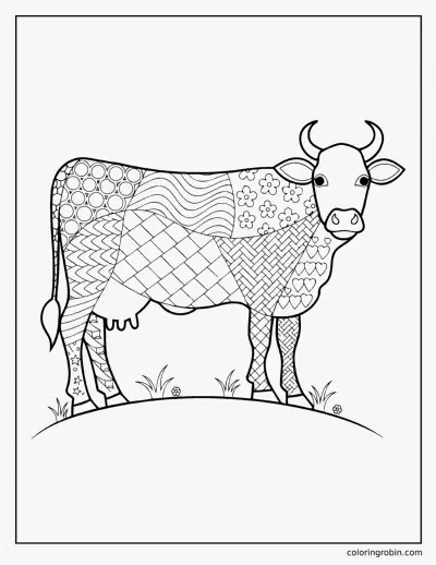 Zentangle Cow coloring page