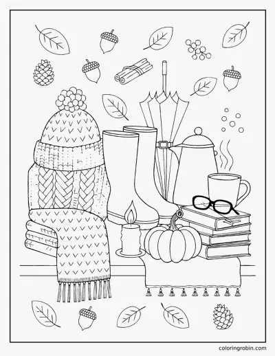 Cozy Autumn Still Life coloring page