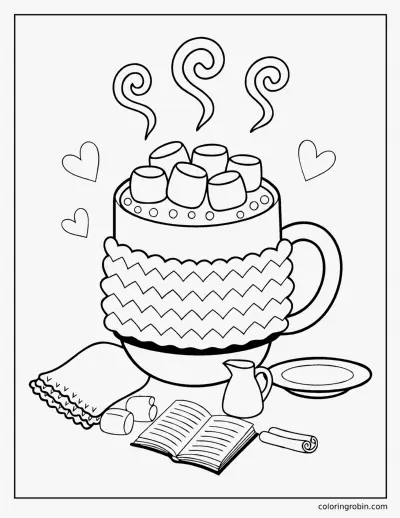 Hot Cocoa with Marshmallows coloring page