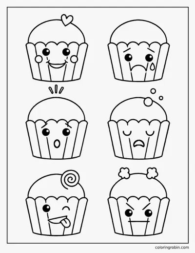 Cupcake Feelings coloring page
