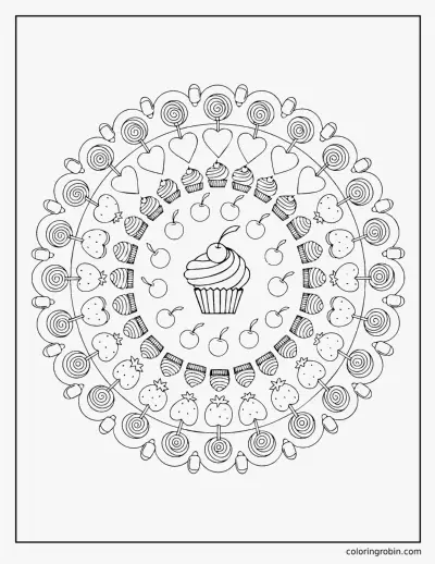 Cupcake Mandala coloring page