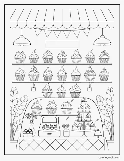 Cupcake Shop coloring page