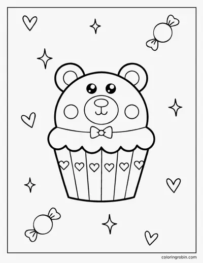 Teddy Bear Cupcake coloring page
