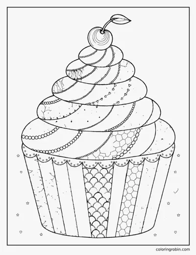 Zentangle Cupcake coloring page