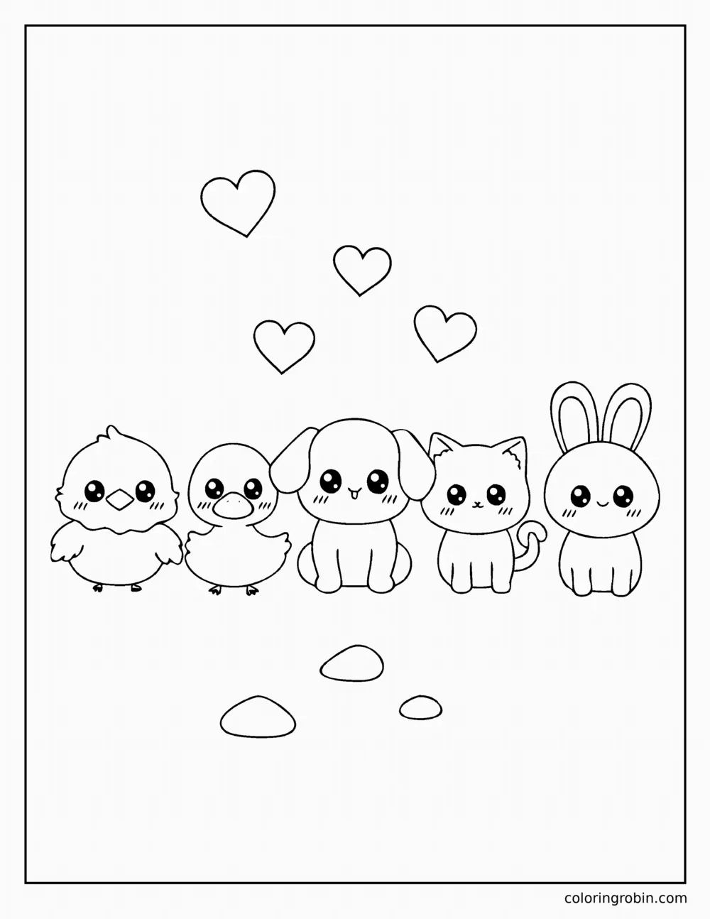 Baby Animal Row coloring page