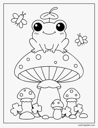 Frog on a Toadstool coloring page