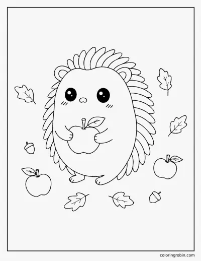 Hedgehog with an Apple coloring page