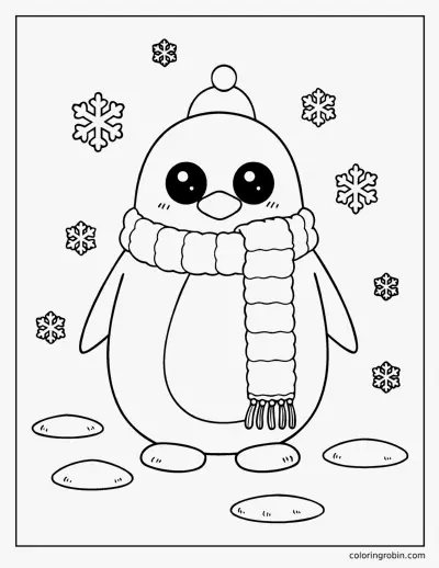 Penguin in a Scarf coloring page