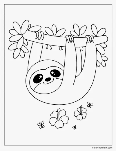 Sleepy Sloth coloring page