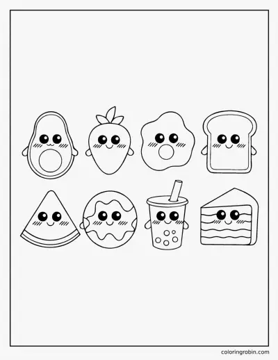 Smiling Food Friends coloring page