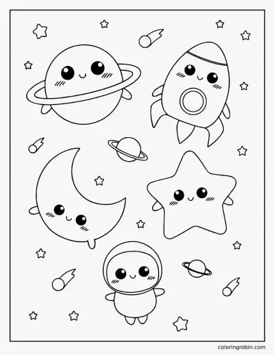 Space Friends coloring page