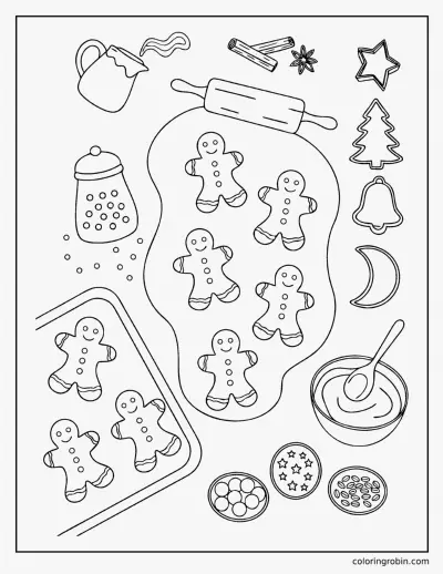 Baking Gingerbread coloring page