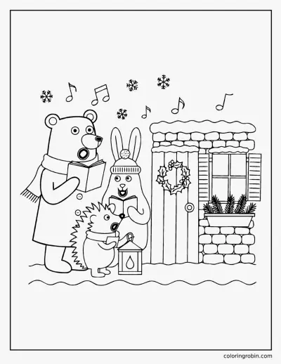 Carol Singers at the Door coloring page