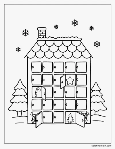 Christmas Countdown Doors coloring page