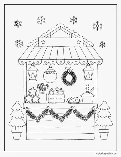 Christmas Market Stall coloring page