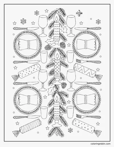 Festive Table Setting coloring page