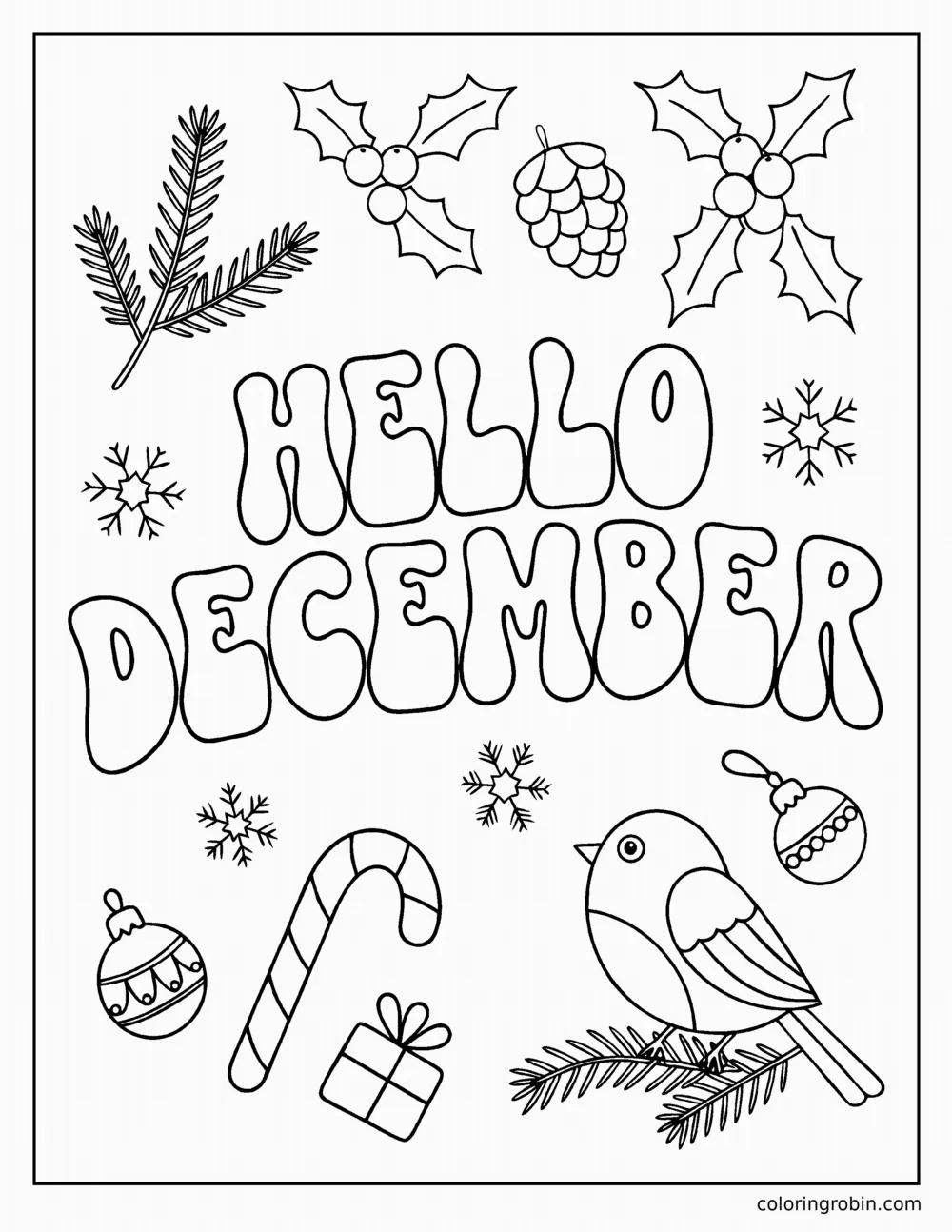Hello December coloring page