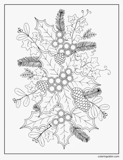 Holly Ivy and Mistletoe coloring page